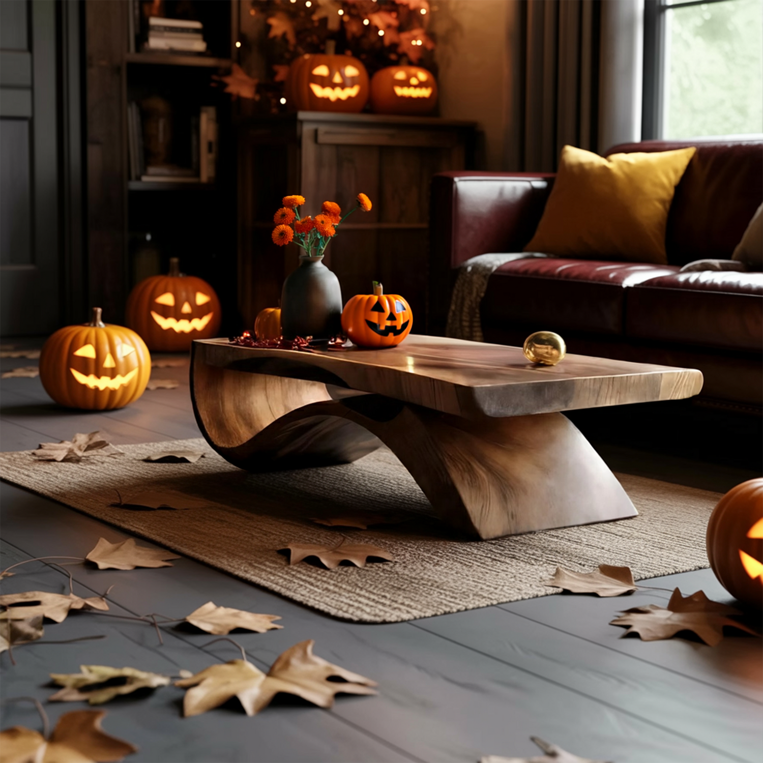 Mid Century Wooden Live Edge Coffee Table Livingroom Decor Autumn Vibes