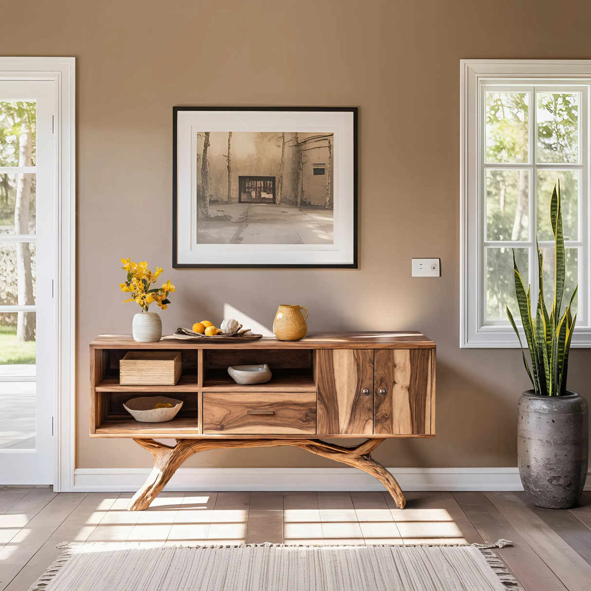 Mid Century Live Edge Entryway Table For Bedroom Decor Inspiration