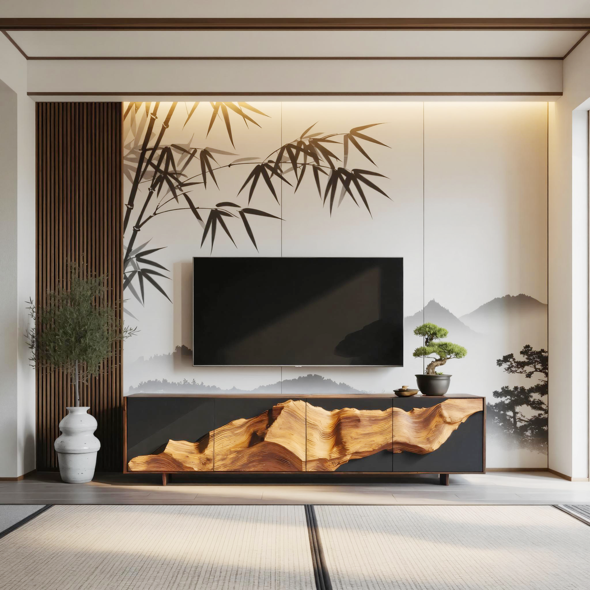 Farmhouse TV Console Table For Entryway Decor