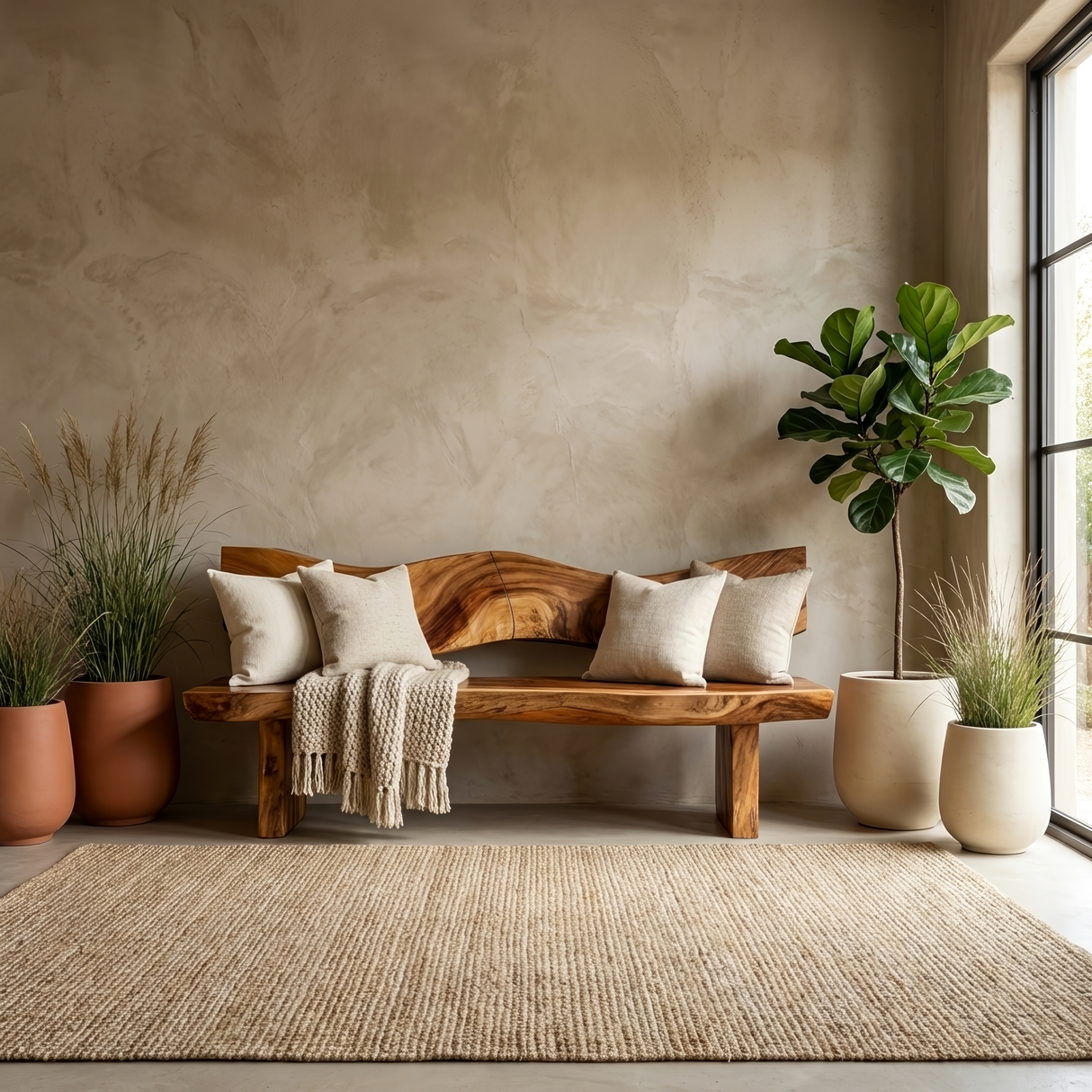 Live Edge Wood Entryway Bench For Natural Home Interiors