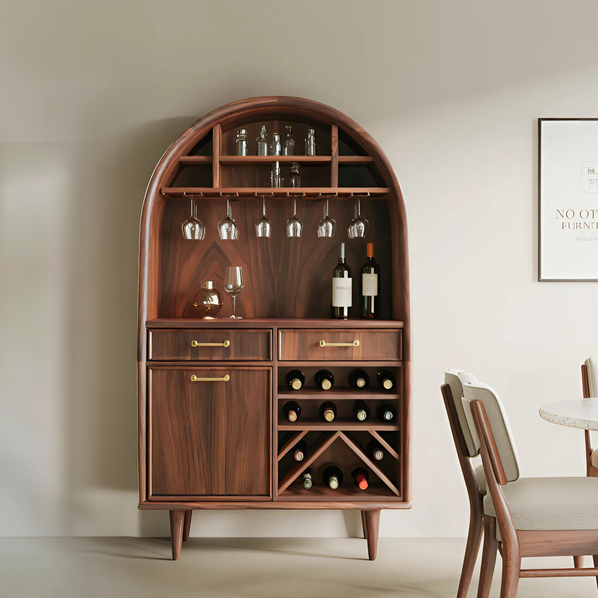 Modern Arched Wine Cabinet For Dining Room