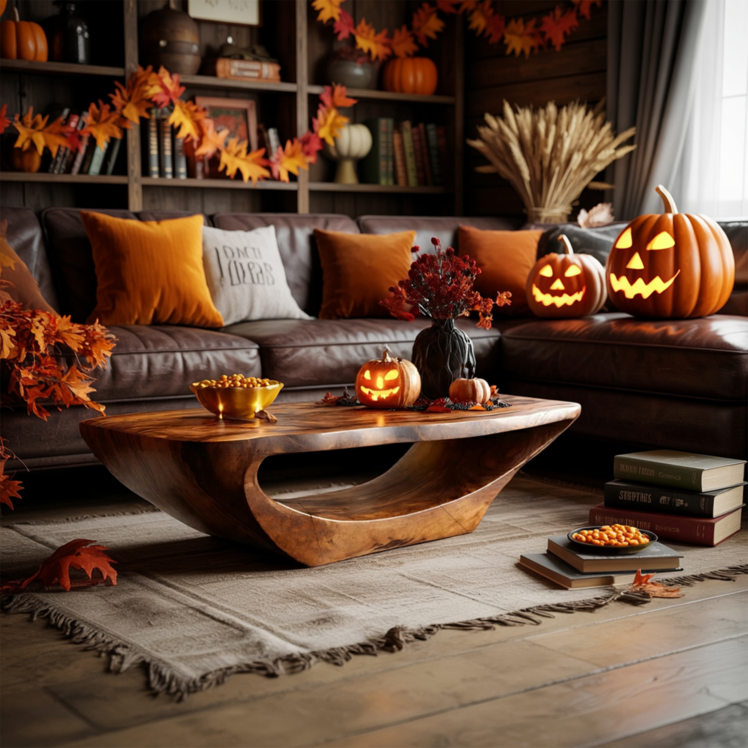 Farmhouse Live Edge Coffee Table Entryway Design Rustic Halloween