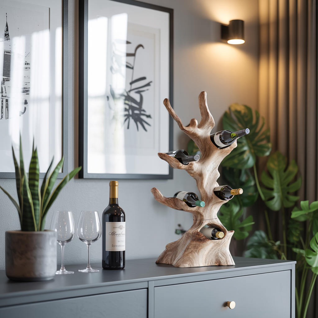 Farmhouse Wine Stand For Kitchen Wine Display Rack