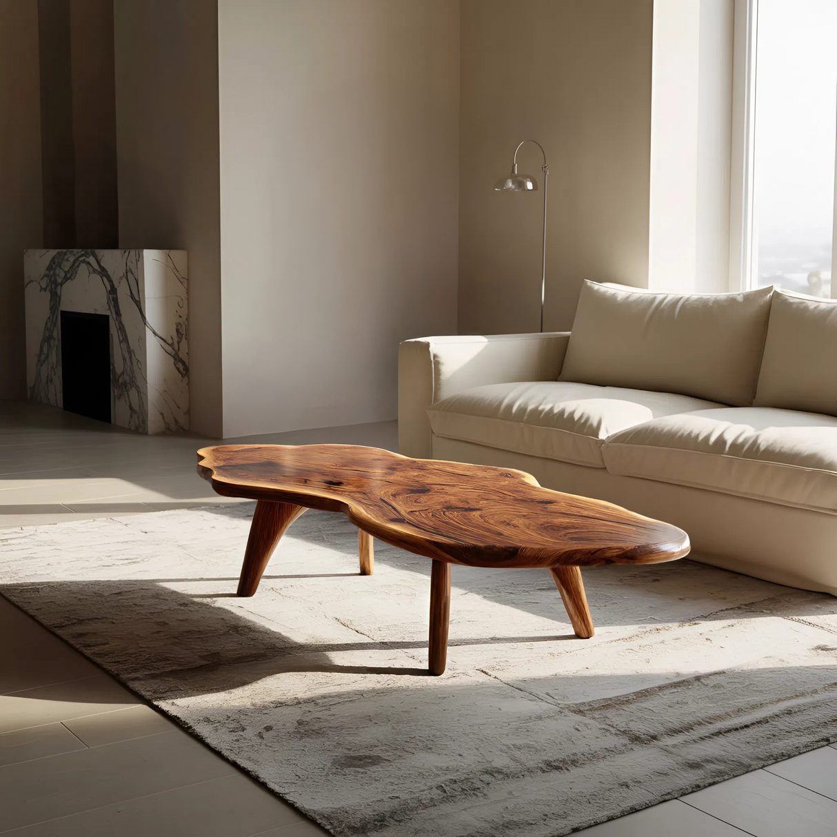 Mid Century Modern Live Edge Coffee Table For Living Room Look