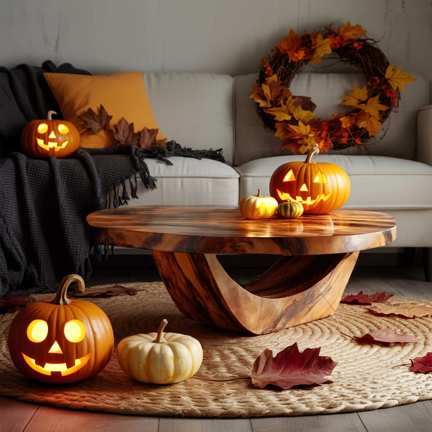 Modern Solid Wood Coffee Table For Living Room Ghostly Halloween