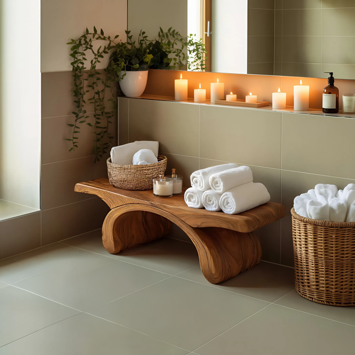 Modern Organic Shower Bench For Bathroom Or Spa Furniture