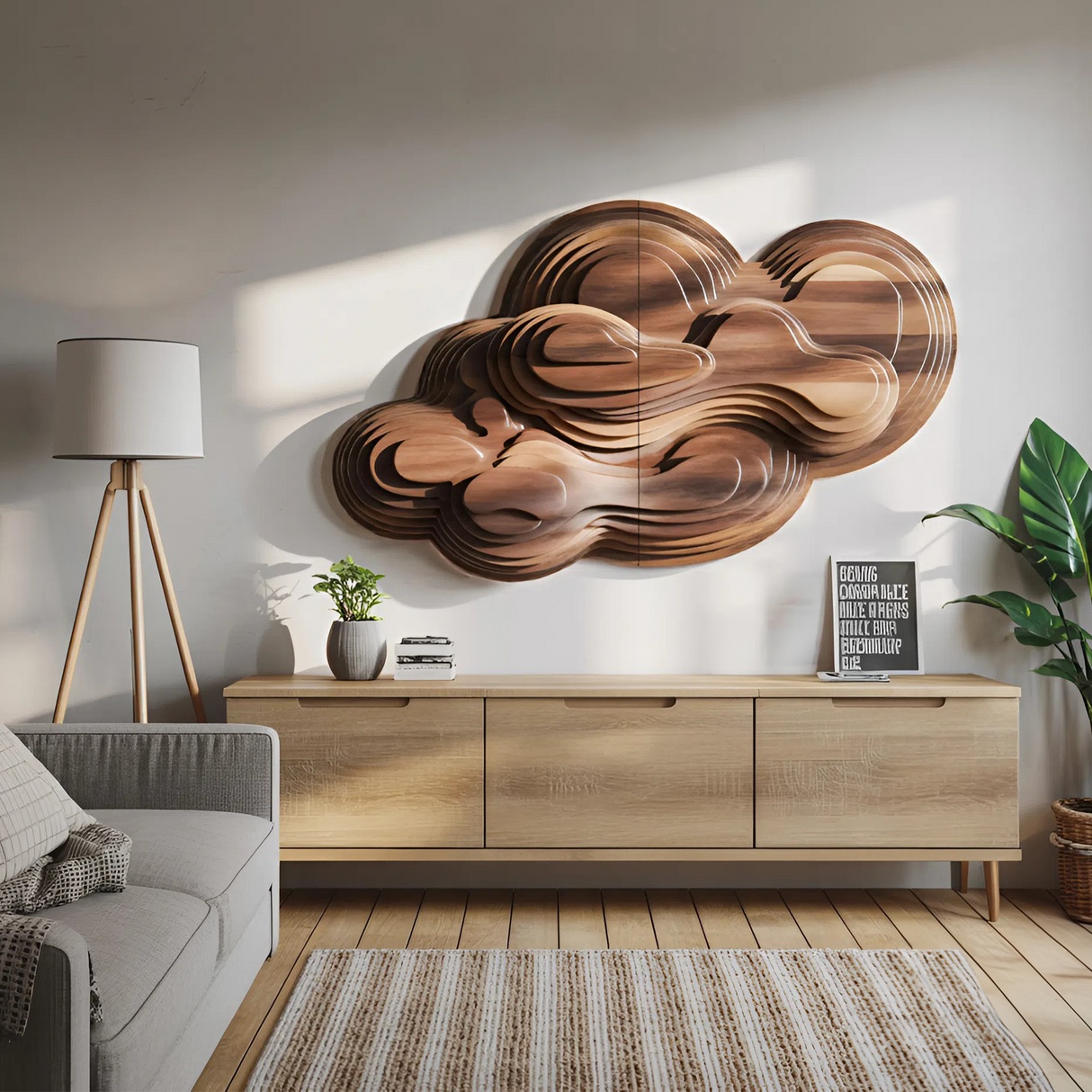 Abstract Cloud Wall Sculpture With Layered Design For Bedroom