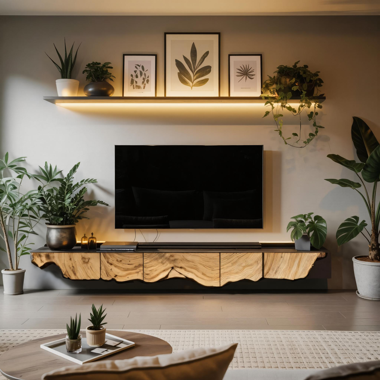 Handcrafted TV Cabinet For Rustic Entryway Style