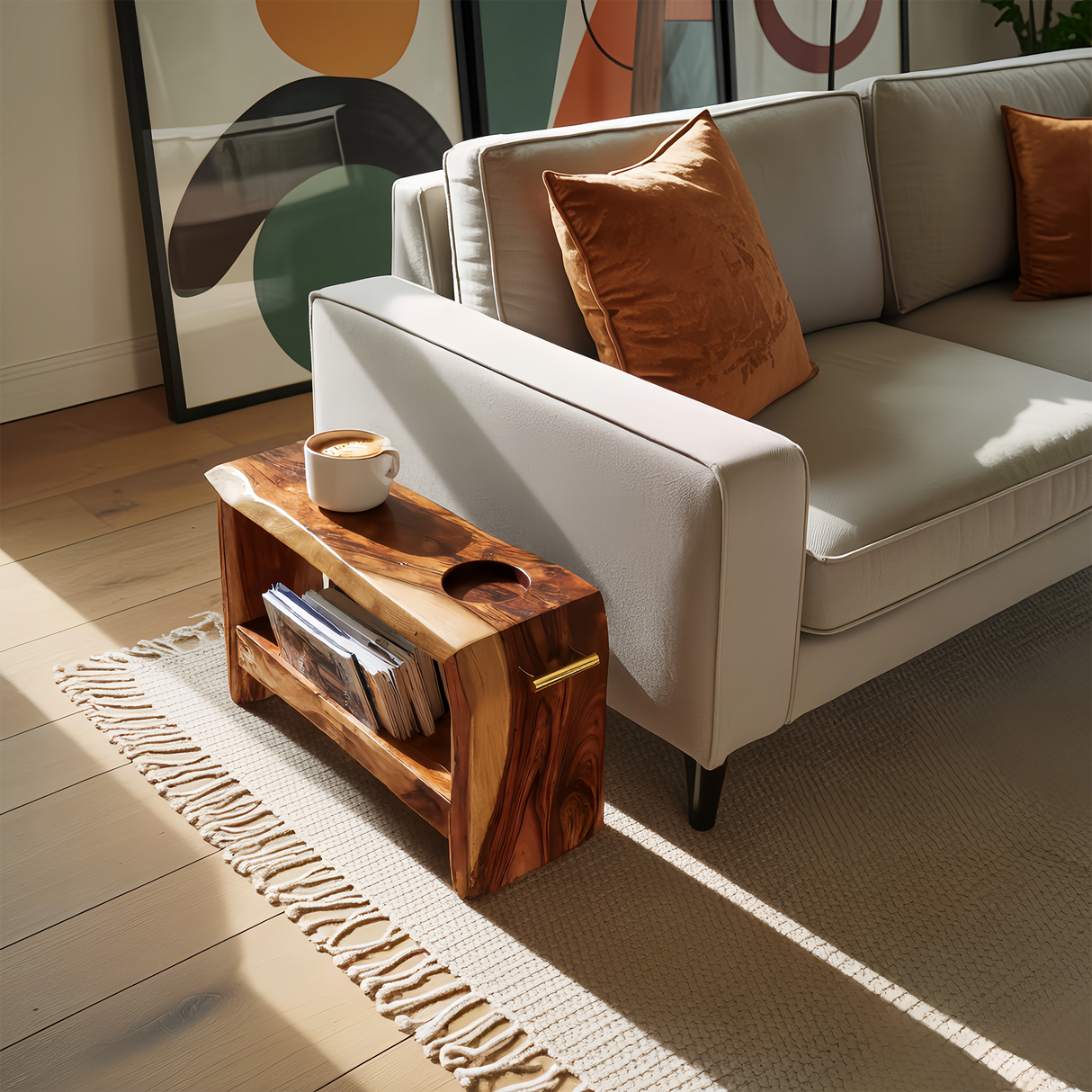 Mid Century Wooden Side Table For Living Room Decor