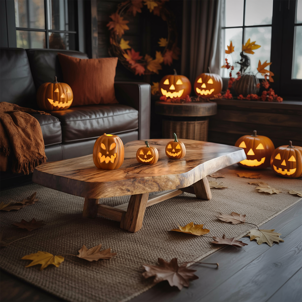 Mid Century Wooden Live Edge Coffee Table For Living Room Haunted Decor