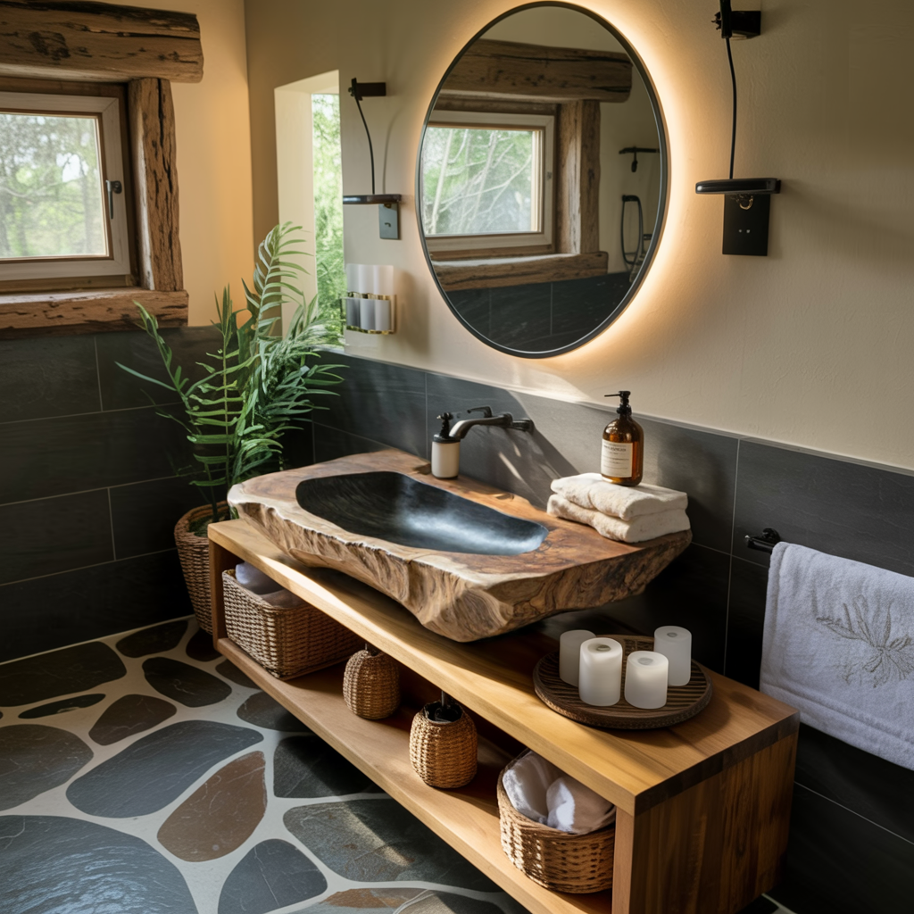 Handcrafted Solid Wood Sink For Farmhouse Bathroom Decor