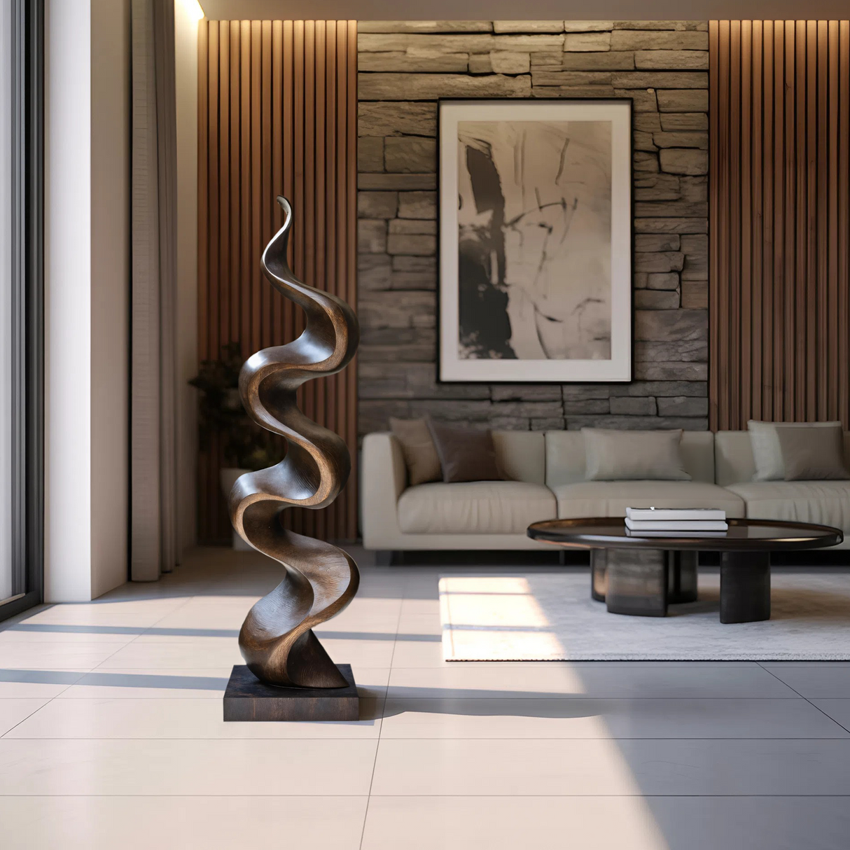 Rustic Large Wooden Sculpture For Garden