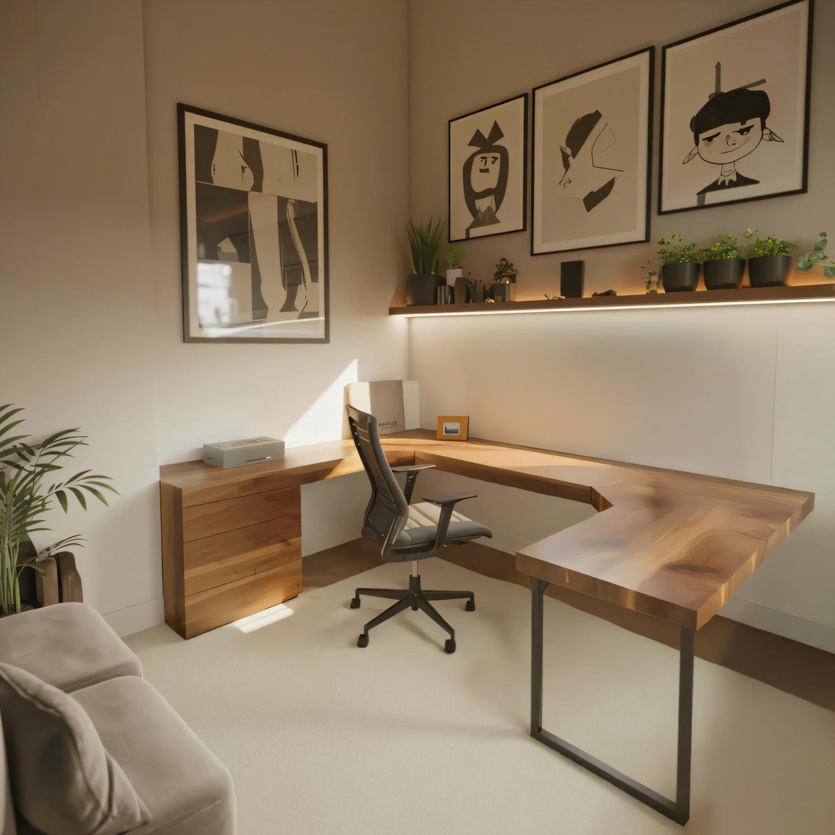 Modern U Shaped Desk For Home Office Use
