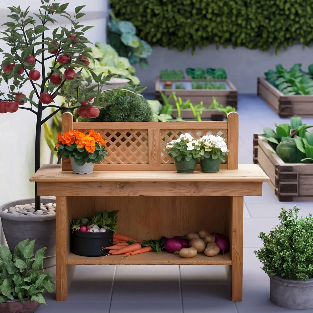 Rustic Garden Potting Bench For Outdoor Gardening
