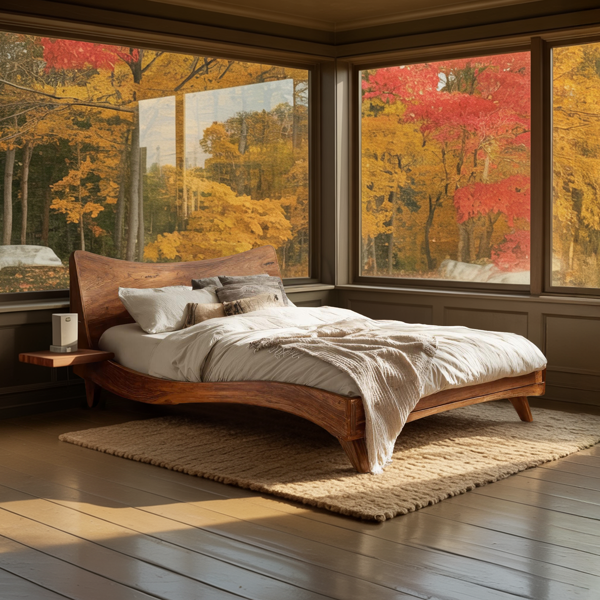 Set Headboard And Curved Bed Frame For Modern Bedroom