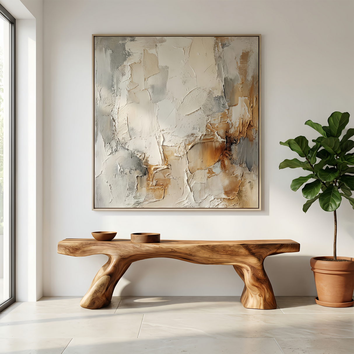 Artistic Sculptural Bench For Entryway Or Hallway