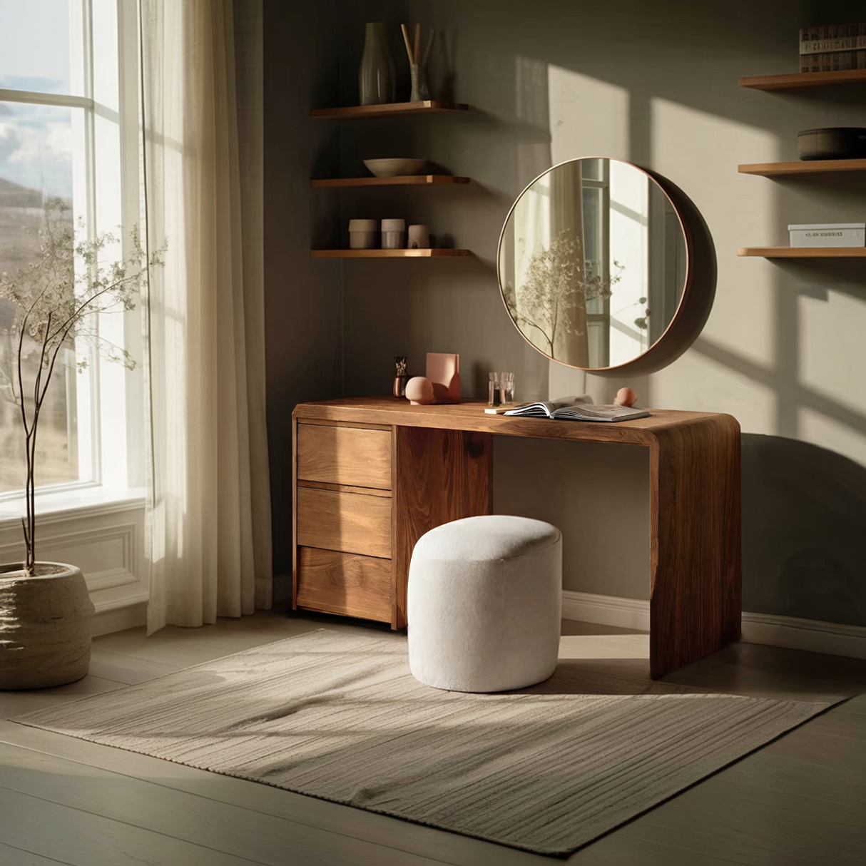 Modern Organic Vanity Table For Bedroom Space