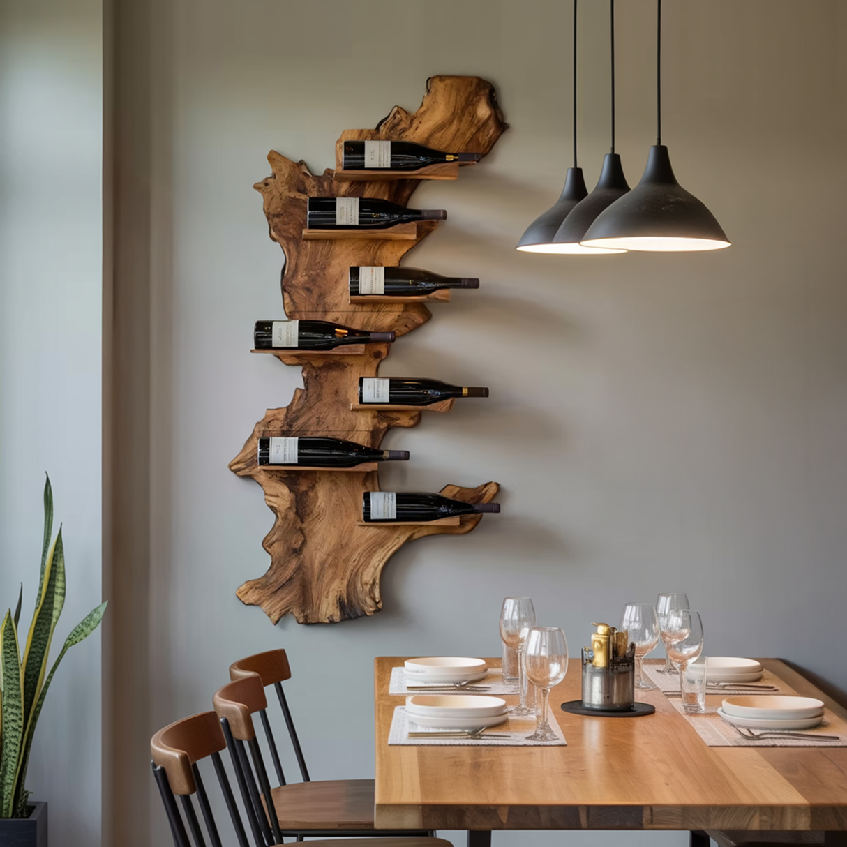 Modern Live Edge Wine Holder For Living Room Furniture Decor