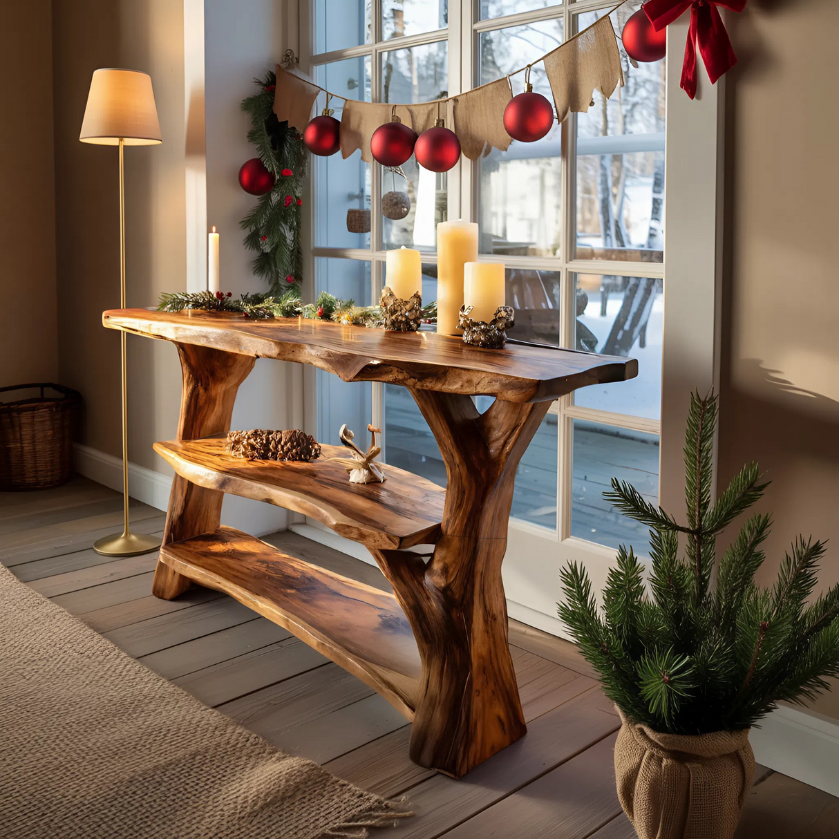 Handcrafted Live Edge Entryway Table For Christmas Bedroom Furniture Decor