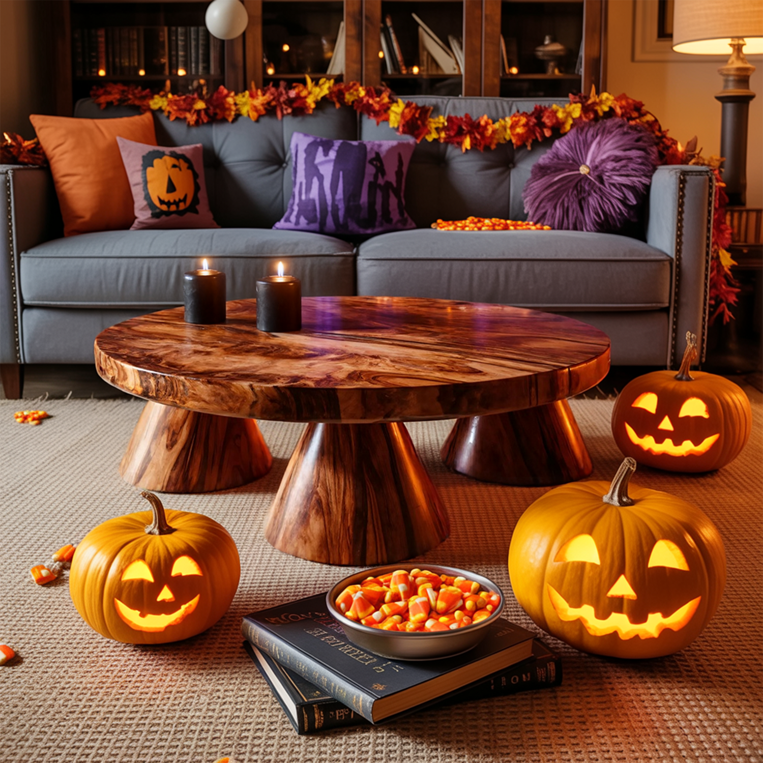 Farmhouse Solid Wood Coffee Table Livingroom Decor Cozy Spooky Vibes