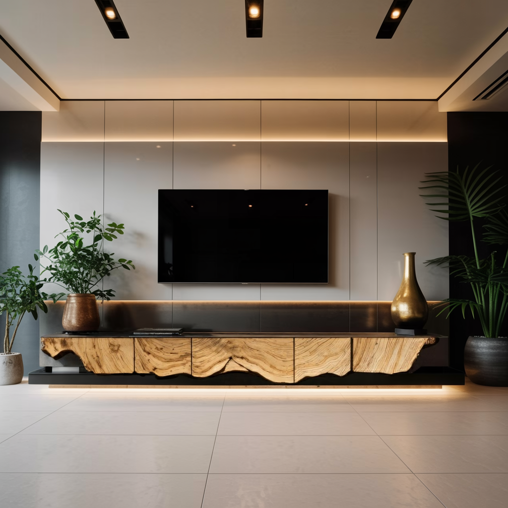 Handcrafted TV Cabinet For Rustic Entryway Style