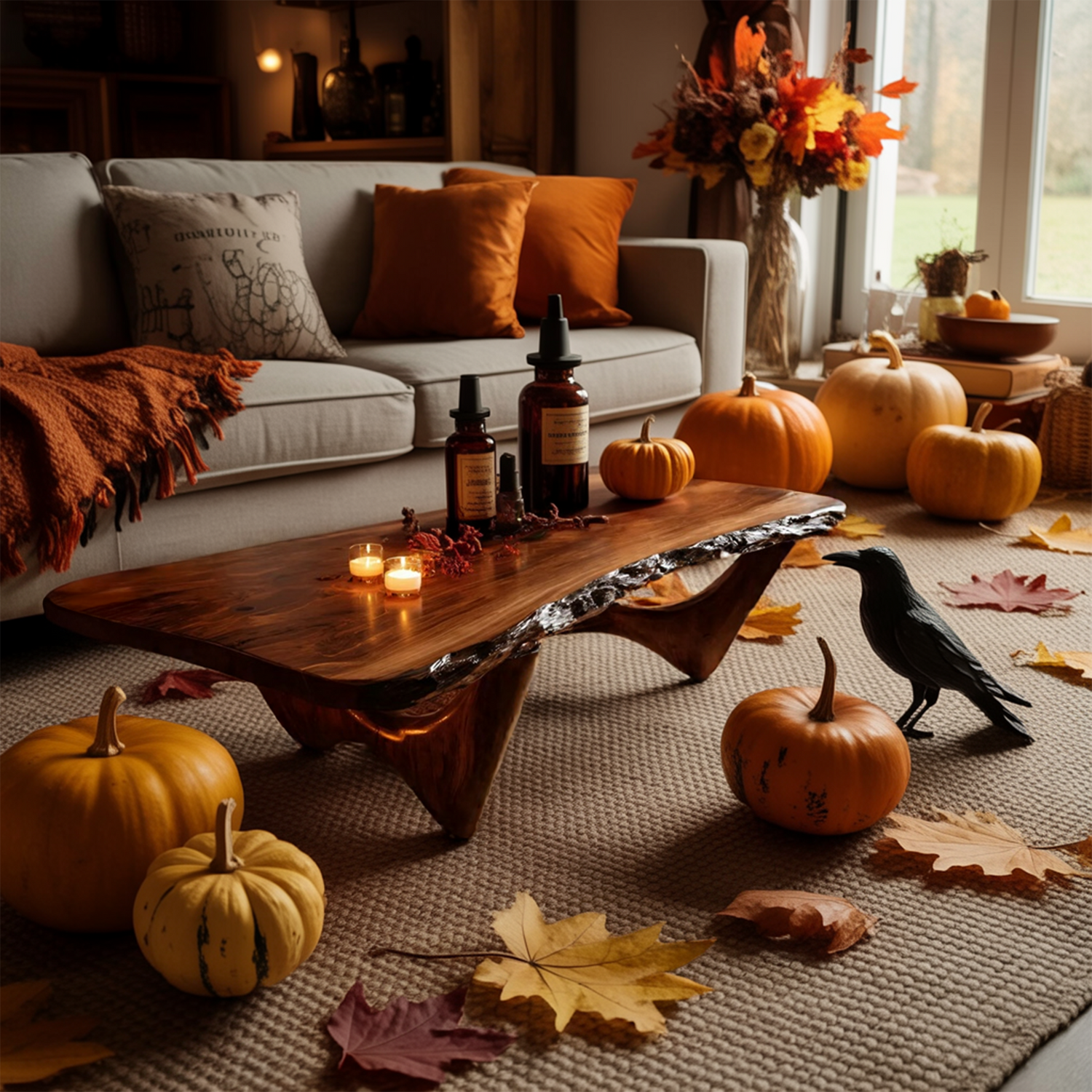 Mid Century Wooden Live Edge Coffee Table Furniture Decor Ghostly Charm