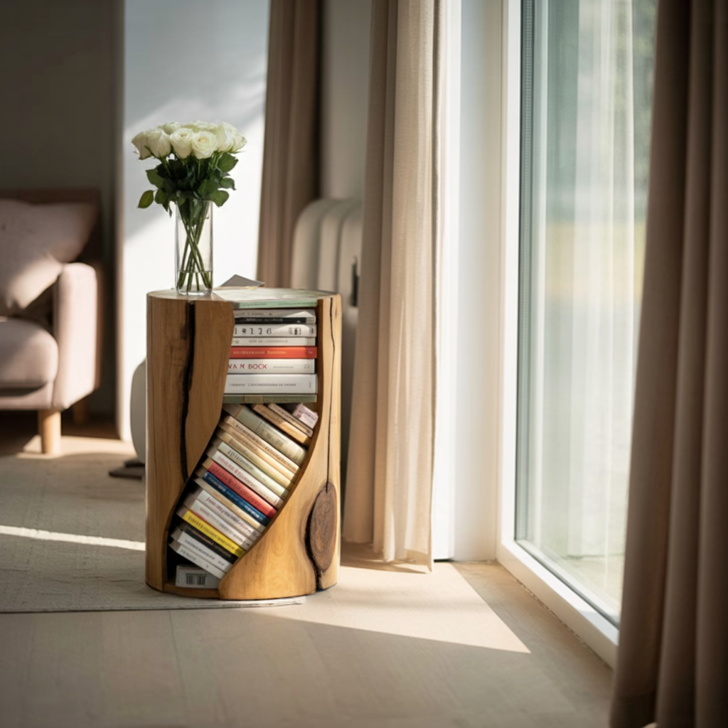 Modern Organic Bookcase With Accent Design For Living Room