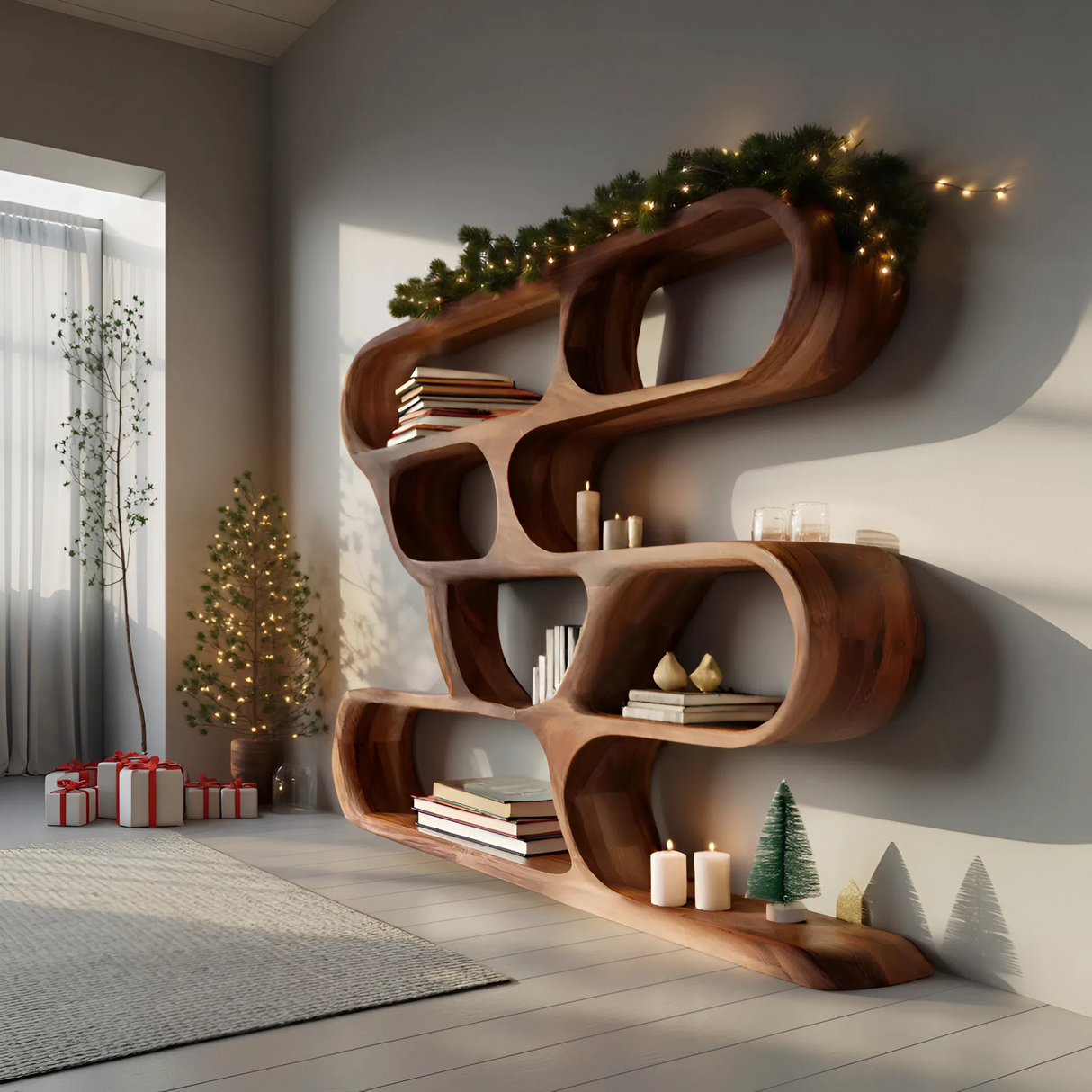 Modern Curved Shelf For Holiday Decoration