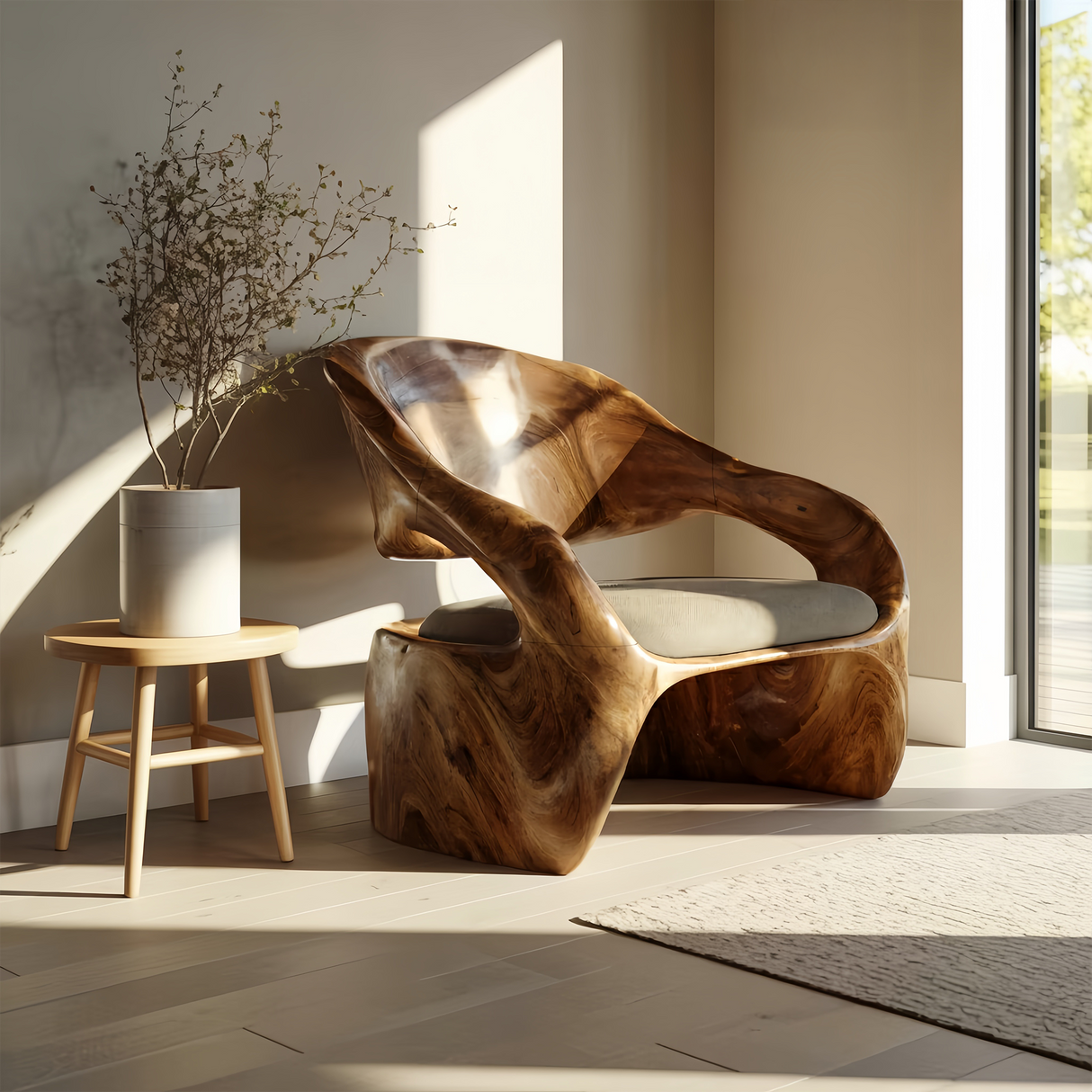 Organic Sculptural Lounge Chair For Living Or Bedroom