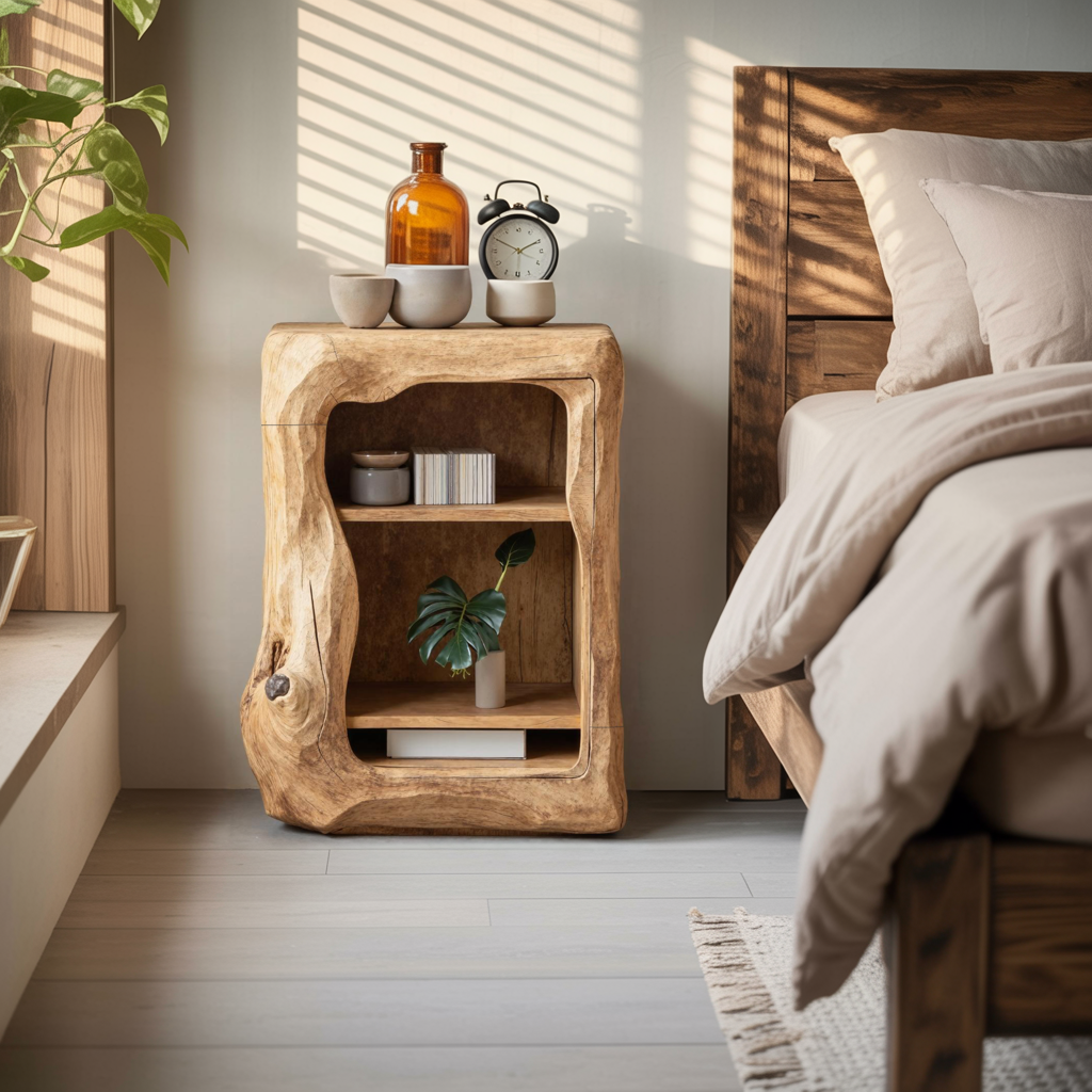 Rustic Wooden Nightstand Bedroom Furniture Essential