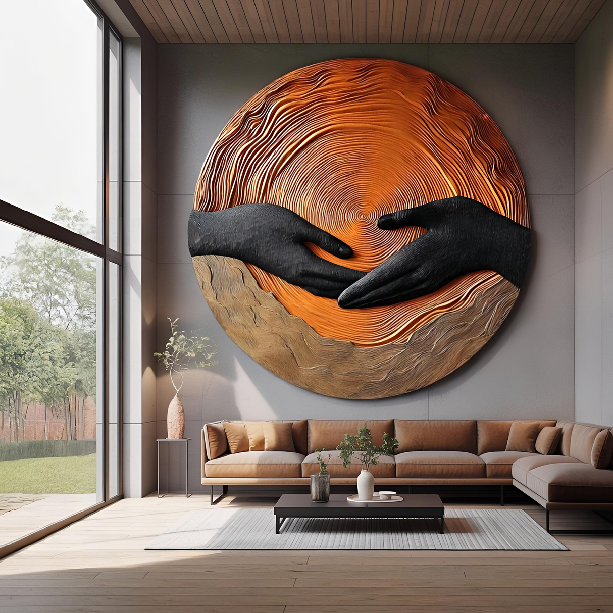 Mid Century Wooden Wall Art Sculpture For Living Room Decor