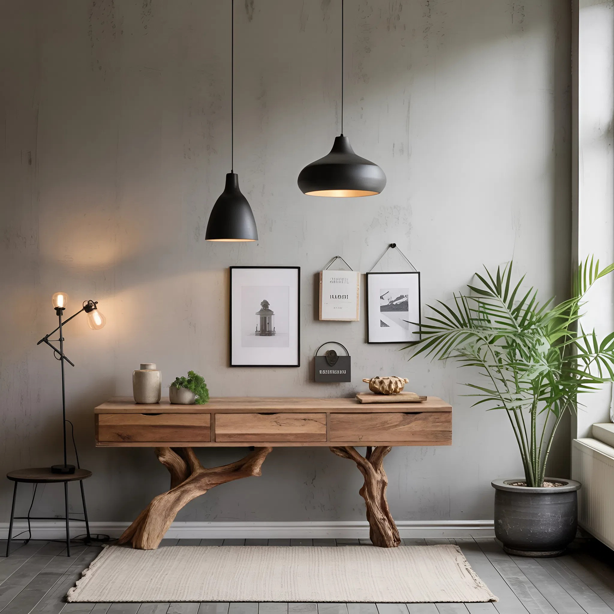 Mid Century Wooden Console Table For Entryway Design With Storage