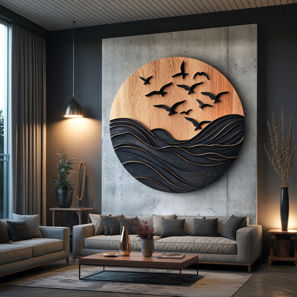 Rustic Large Sculpture Wall For Furniture Decor Style