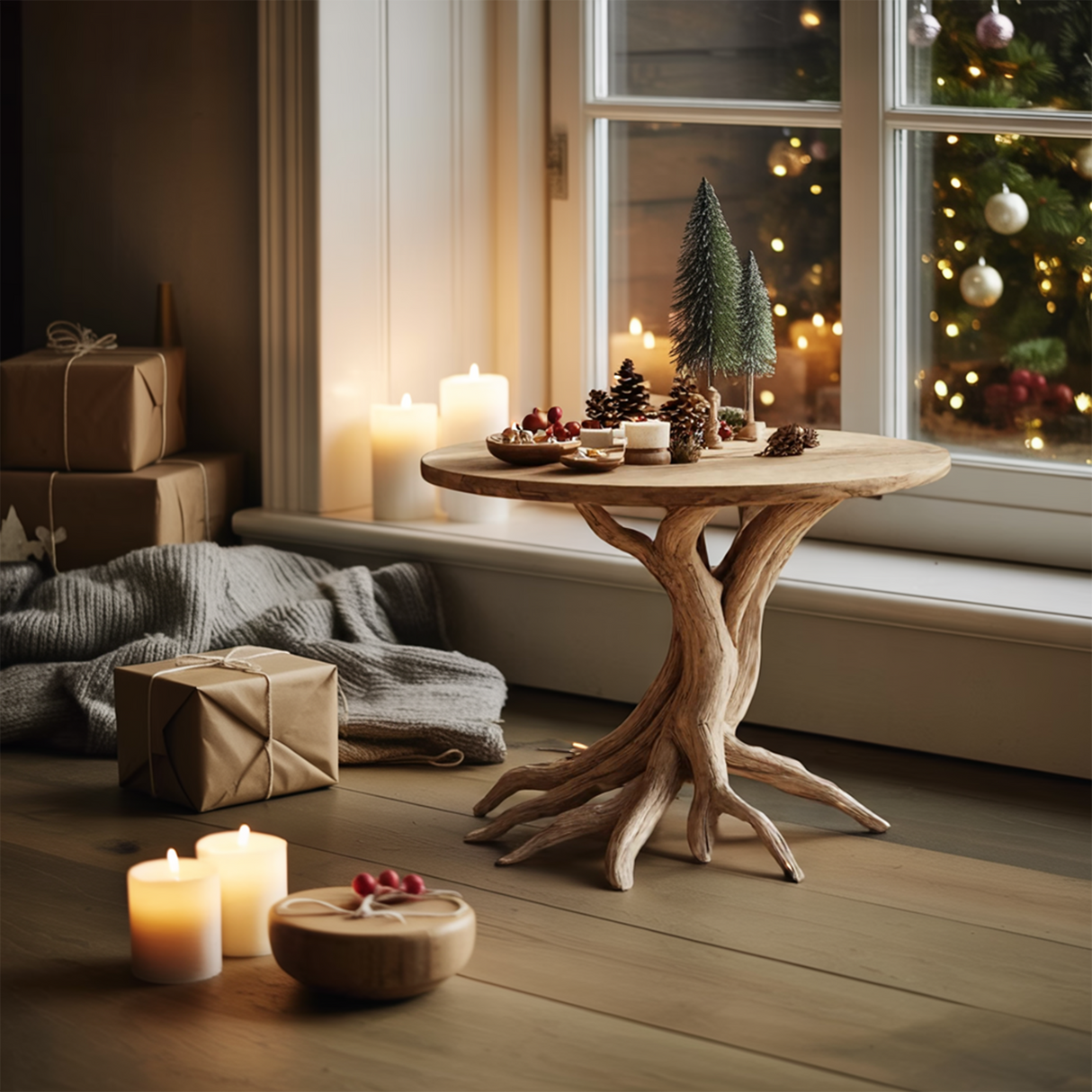Handcrafted Solid Wood End Table For Entryway Design Festive Furniture