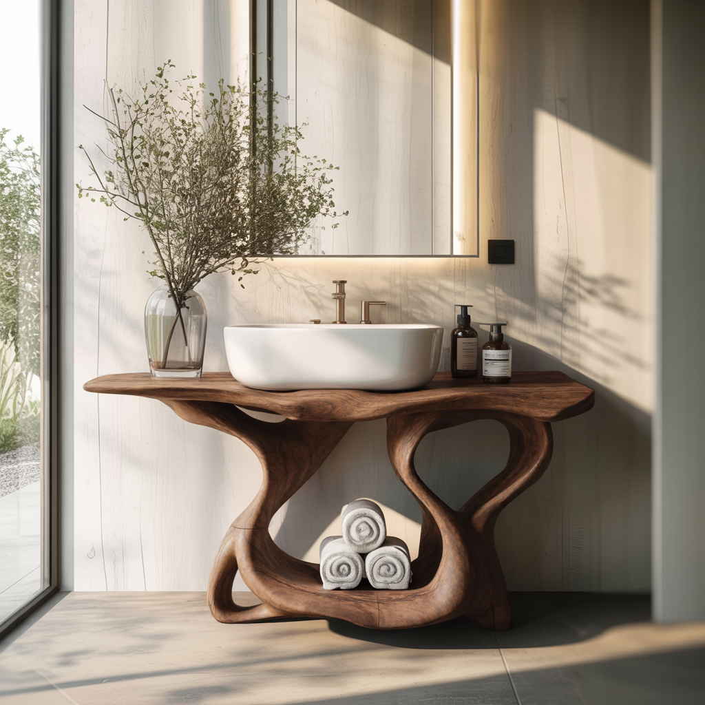 Rustic Solid Wood Vanity For Bathroom Furniture Decor