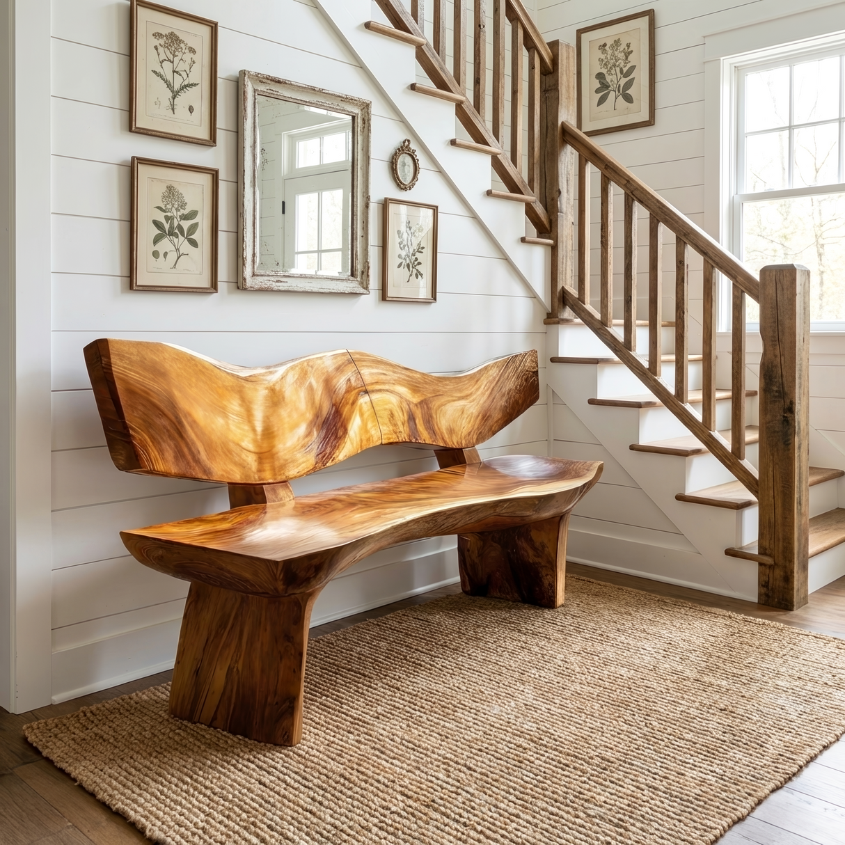 Live Edge Wood Entryway Bench For Natural Home Interiors