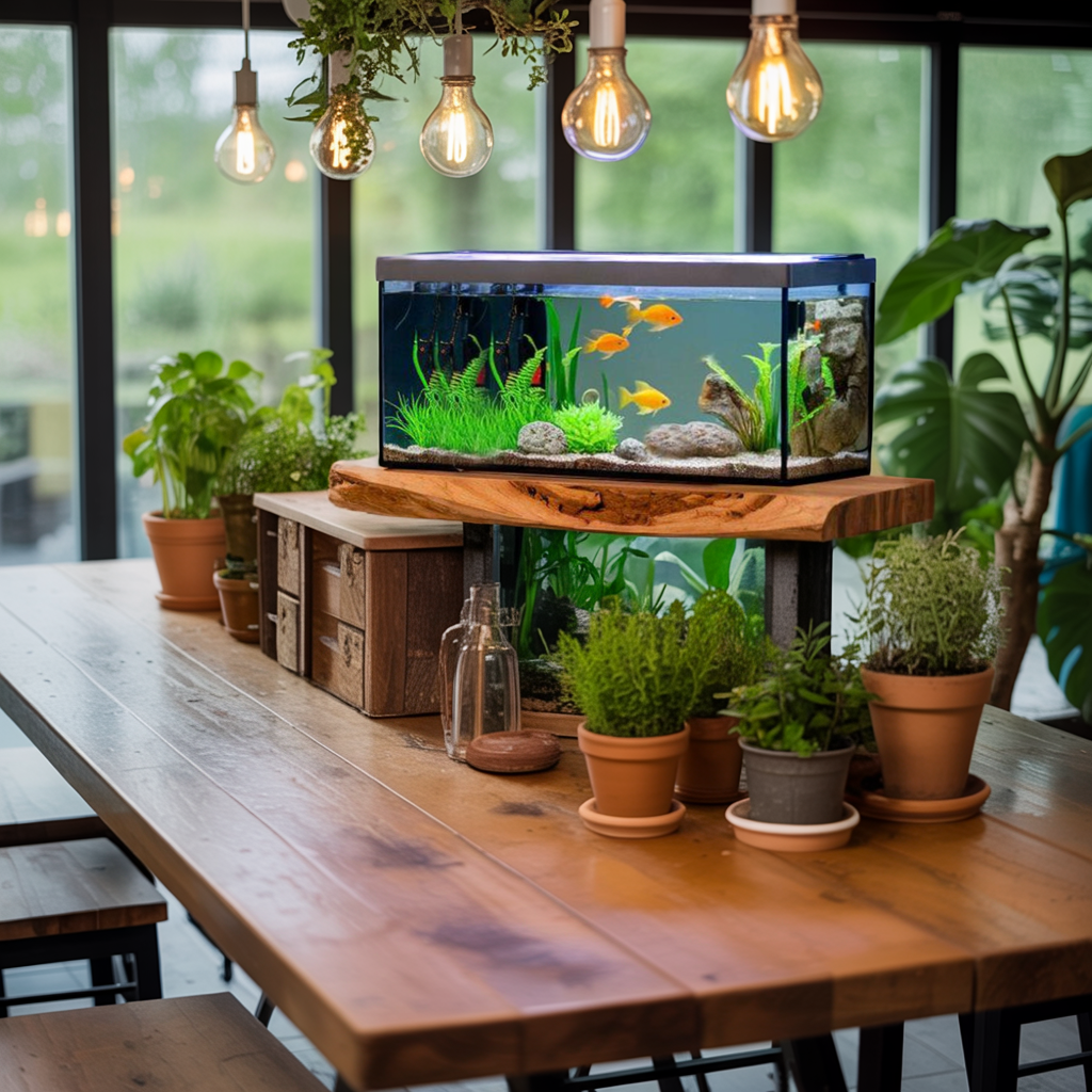 Cozy Living Room Rustic Floating Shelf For Aquarium