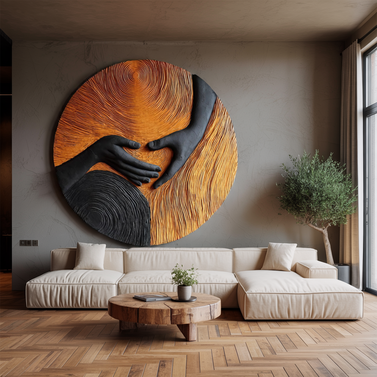 Mid Century Wooden Wall Art Sculpture For Home Furniture Decor