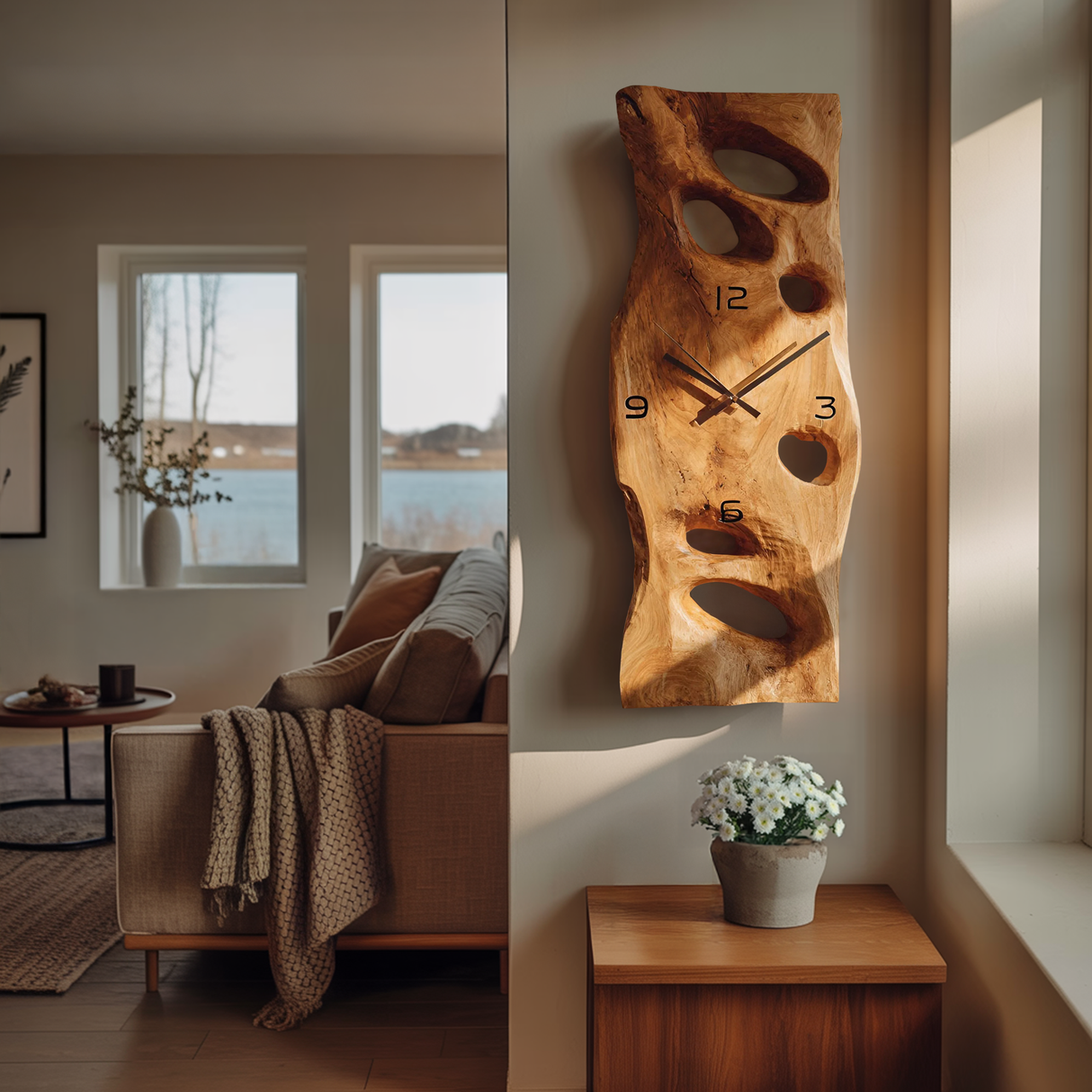 Contemporary Carved Wall Clock For Living Room