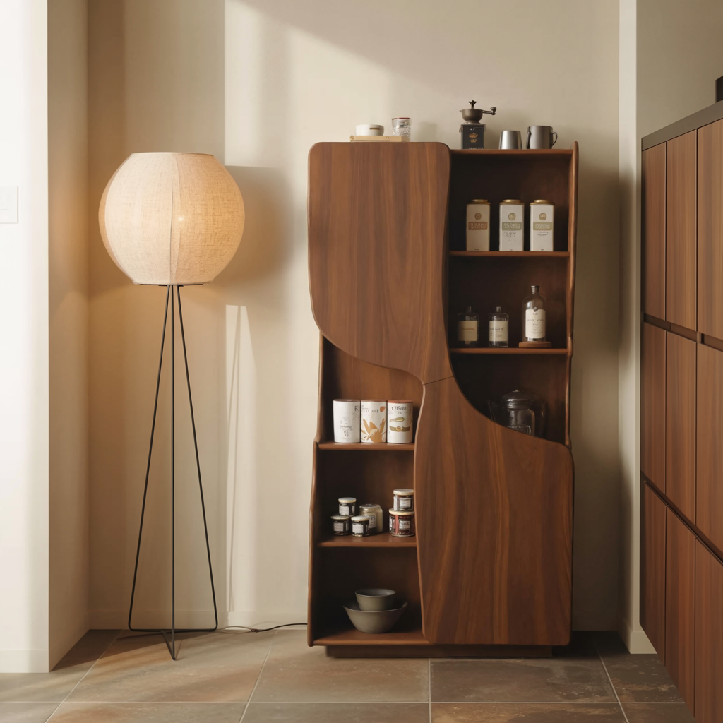 Modern Sculptural Cabinet With Curved Doors For Kitchen And Living Room