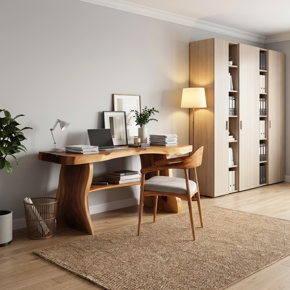 Modern Solid Wood Desk For Minimalist Home Office Design