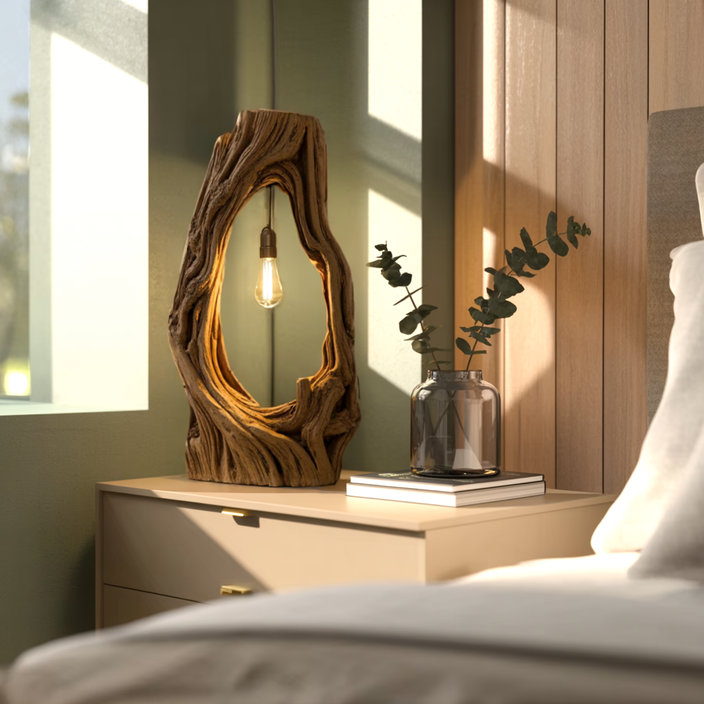 Rustic Floor Lamp With Exposed Bulb For Living Room