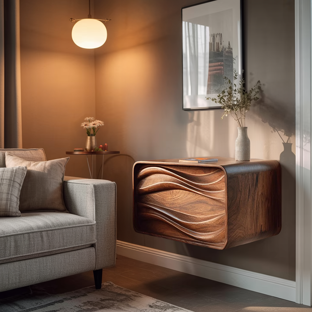 Organic Sculptural Floating Bedside Table For Bedroom Decor