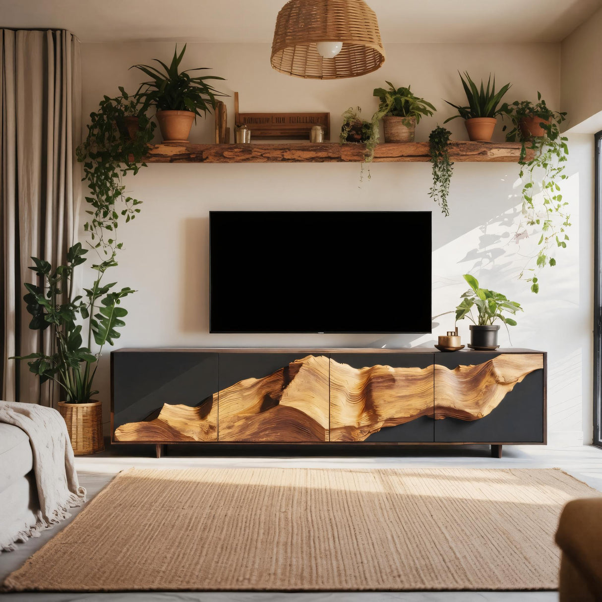 Farmhouse TV Console Table For Entryway Decor