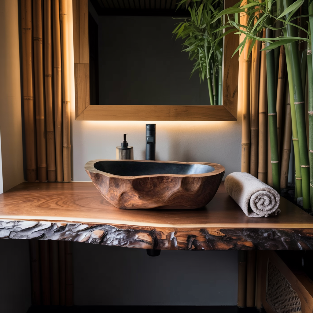 Mid Century Solid Wood Sink For Modern Bathroom Makeover