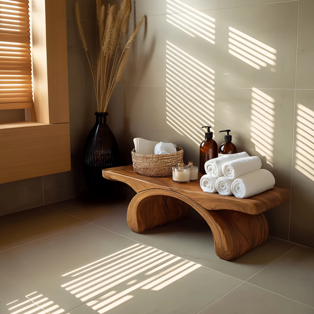 Modern Organic Shower Bench For Bathroom Or Spa Furniture