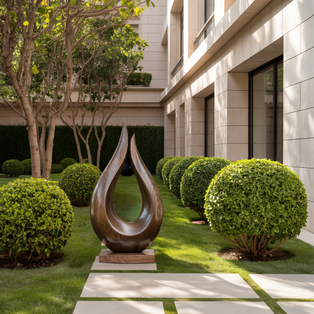 Handcrafted Solid Wood Abstract Decor Sculpture For Contemporary Interiors