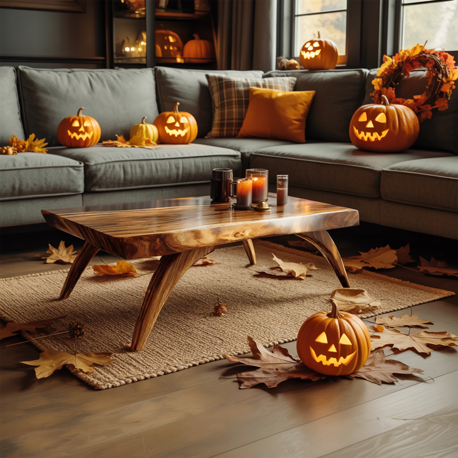 Handcrafted Wooden Live Edge Coffee Table Livingroom Decor Ghost Vibes