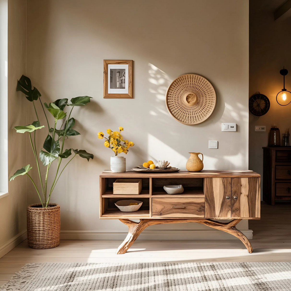 Mid Century Live Edge Entryway Table For Bedroom Decor Inspiration