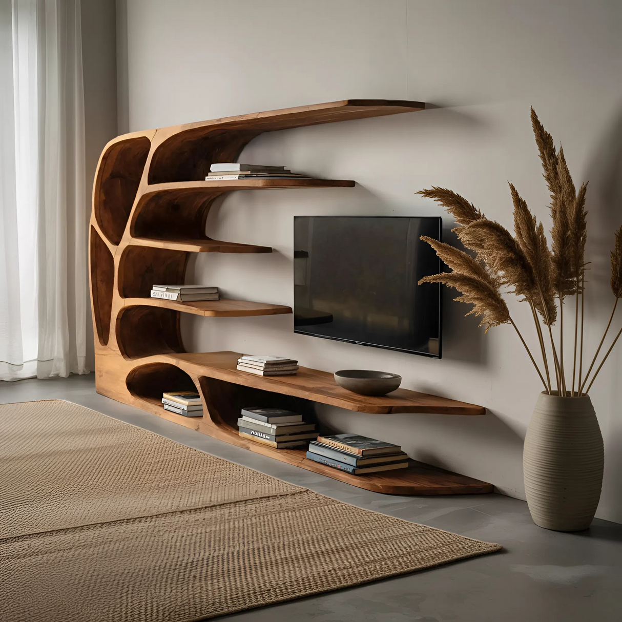 Modern Organic TV Display Shelf For Living Room